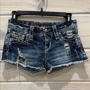 Rock Revival Blue Distressed Low-Rise Denim Shorts